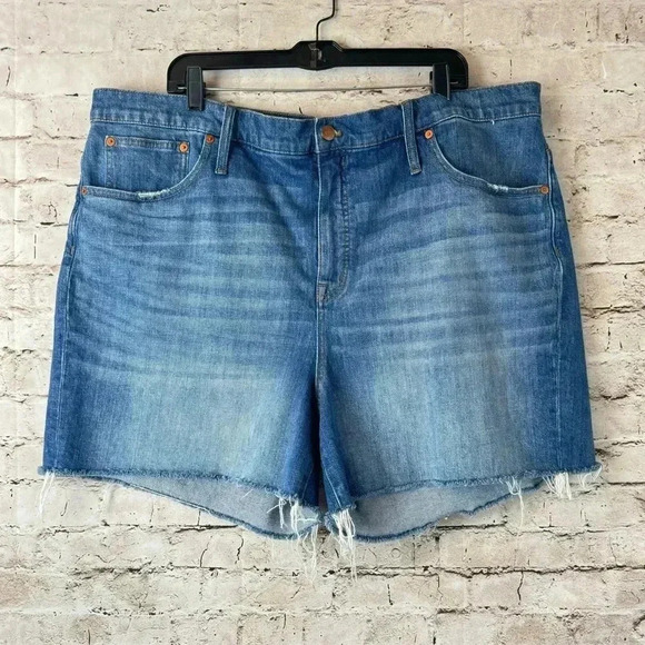 Madewell Womens Size 36 High-Rise Denim Jean Shorts Cut Off Frayed F7019 Stretch - Picture 1 of 11